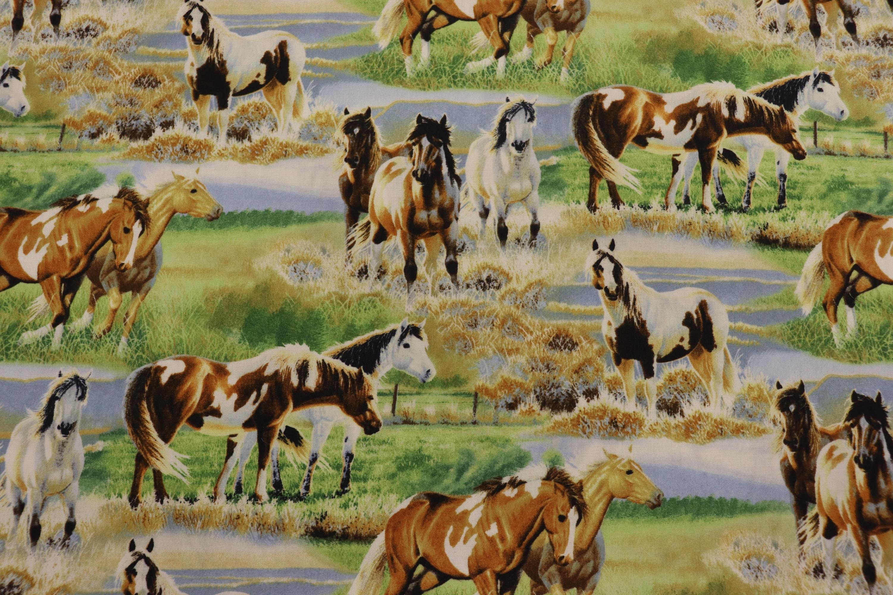 Unbridled Paint Horses Quilt Fabric By Wilmington Fabrics