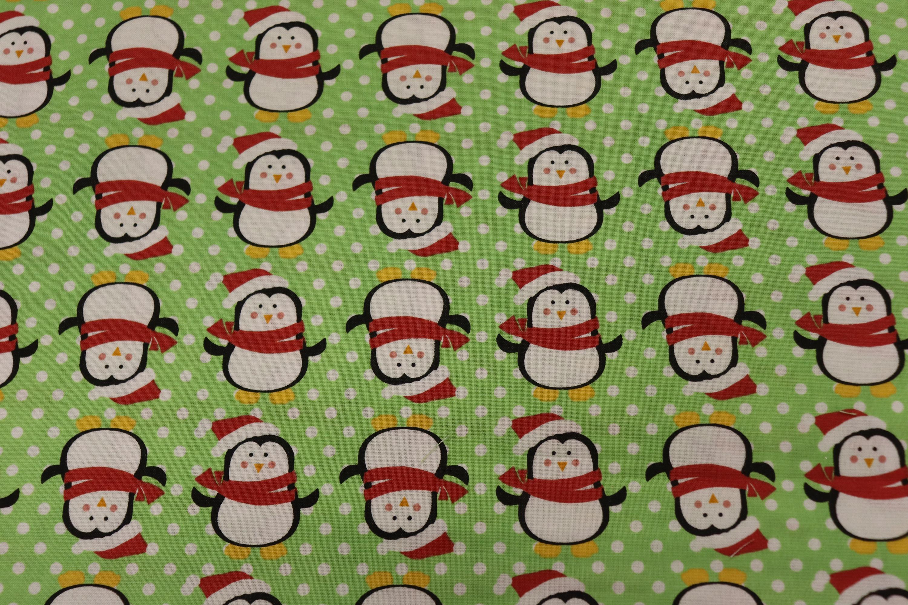 Penguins with Santa Hats Quilt Fabric By Fabric Freedom