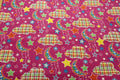 Pink Moon, Clouds, Stars Flannel Fabric By E.E. Schenck