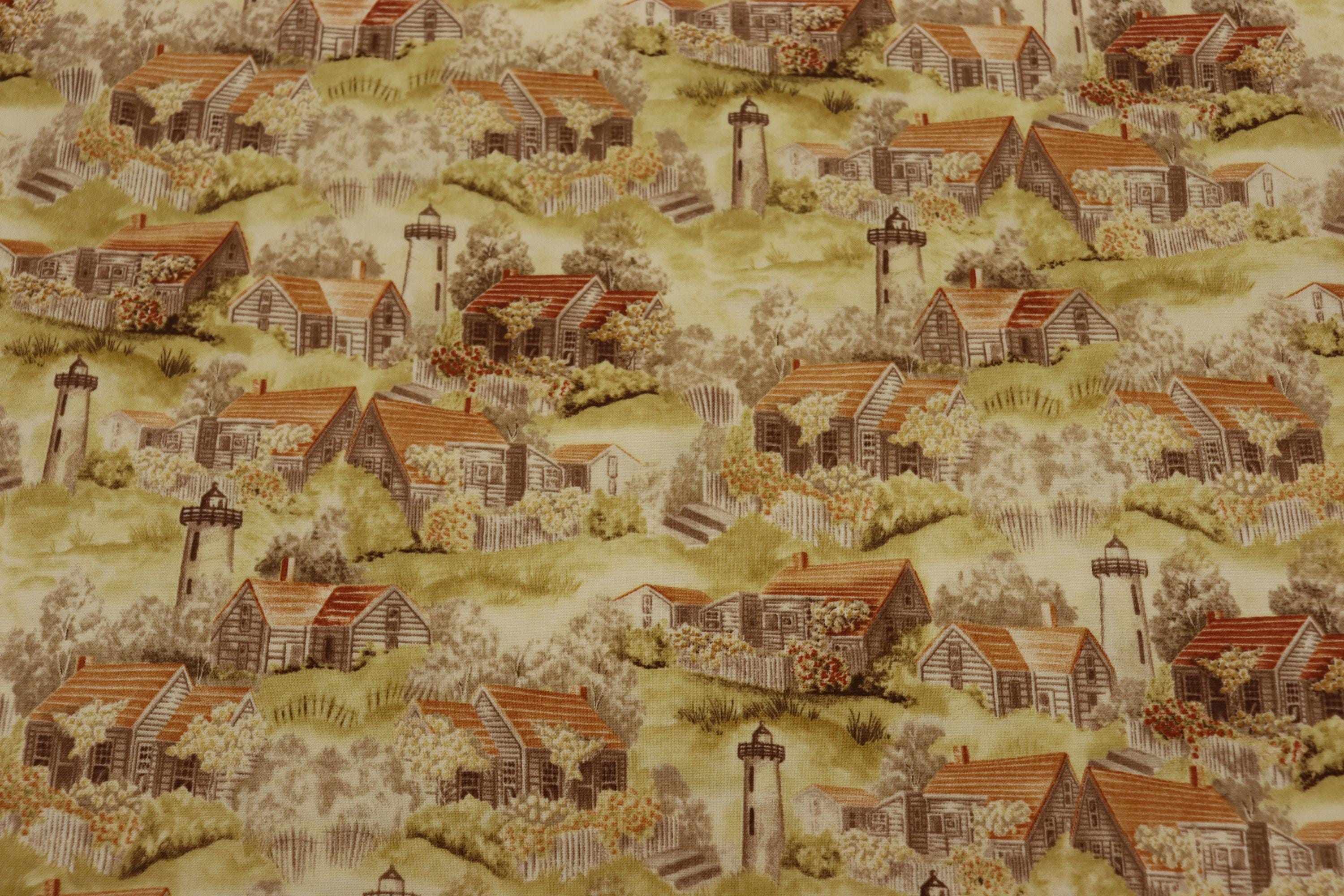 Misty Harbor Light Houses Quilt Fabric By Blank Quilting