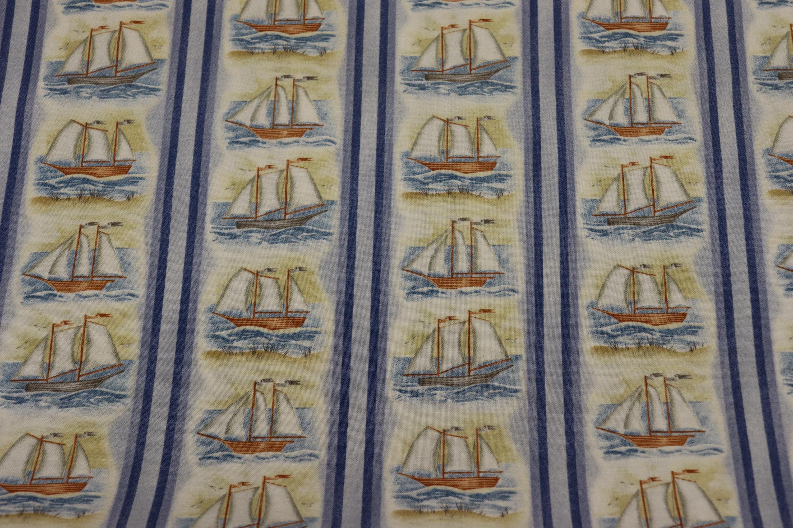Misty Harbor Sailing Ships Blue Quilt Fabric By Blank Quilting