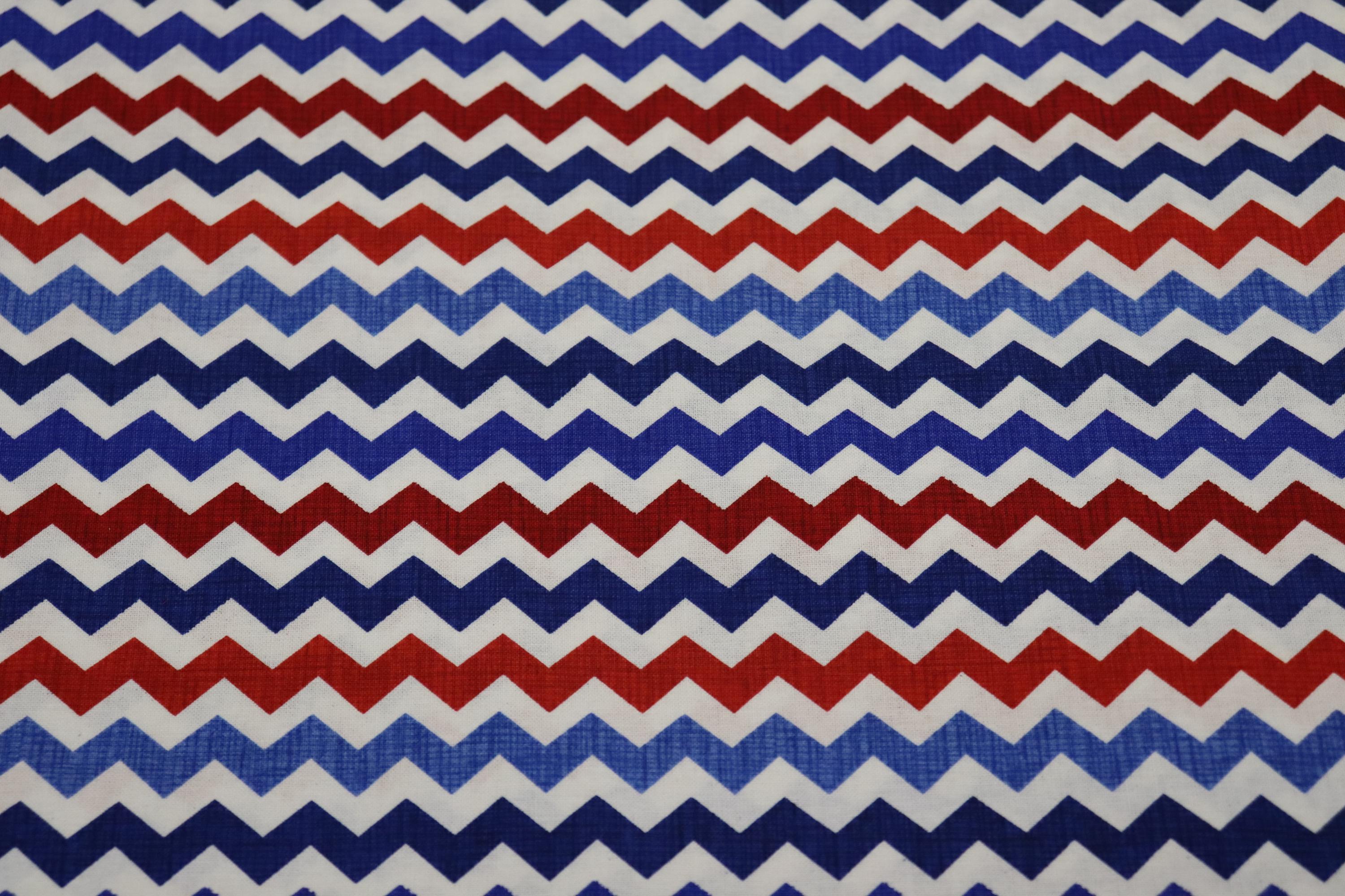 Zig Red and Blue Zig Zags Quilt Fabric By Timeless Treasures
