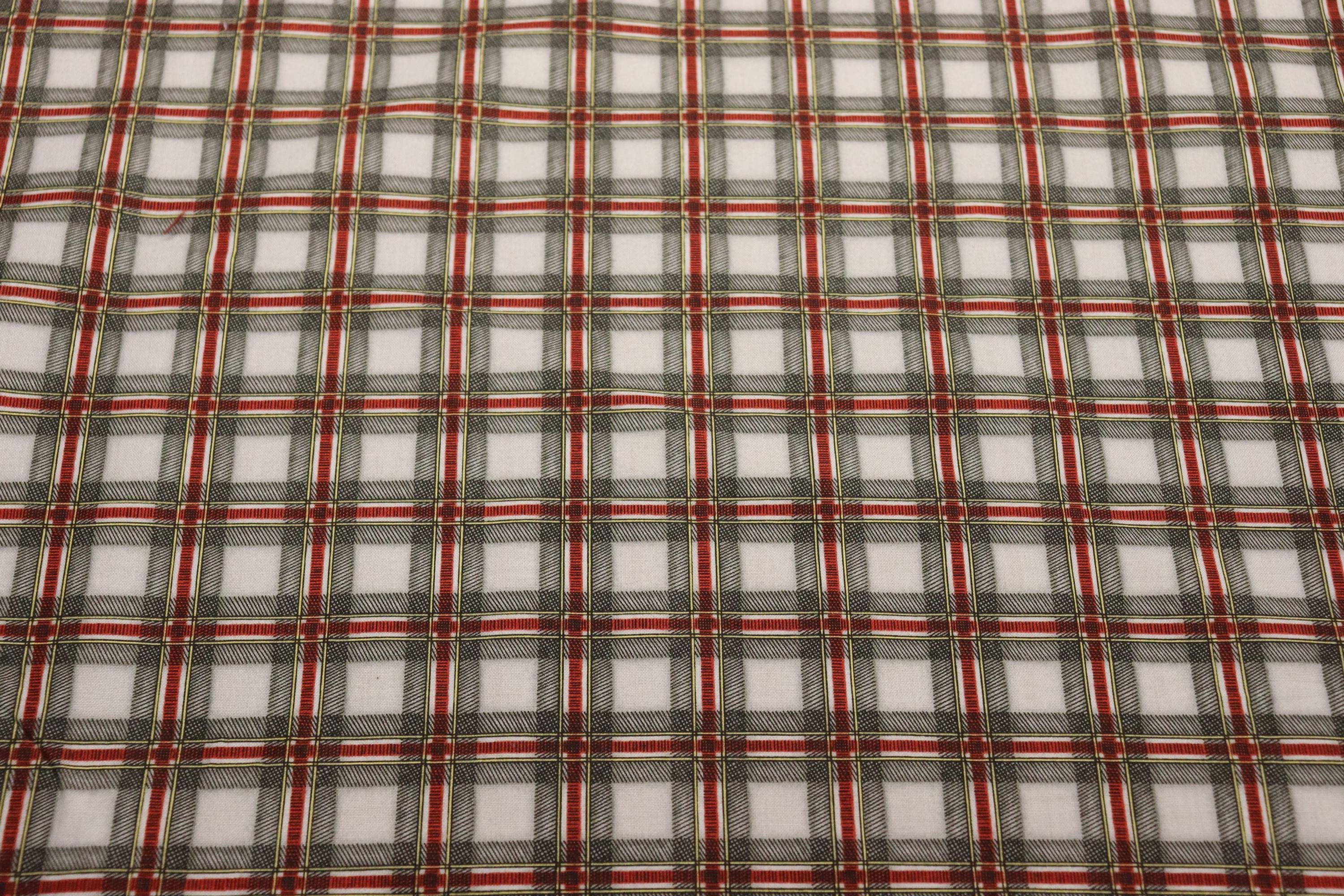 Cozy Cabin Grey and Red Plaid Quilt Fabric By Maywood Studios