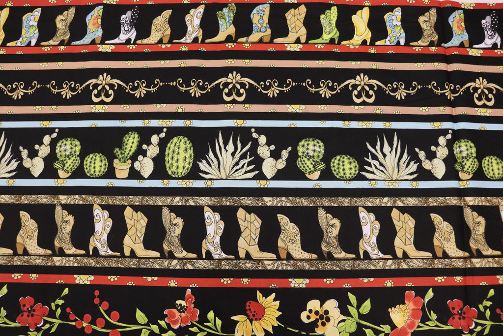 Whoa Girl Borders Black Background Quilt Fabric By Loralie Designs