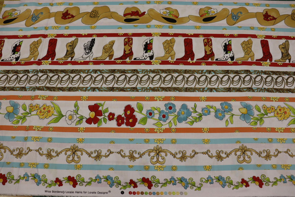 Whoa Girl Borders White Background Quilt Fabric By Loralie Designs