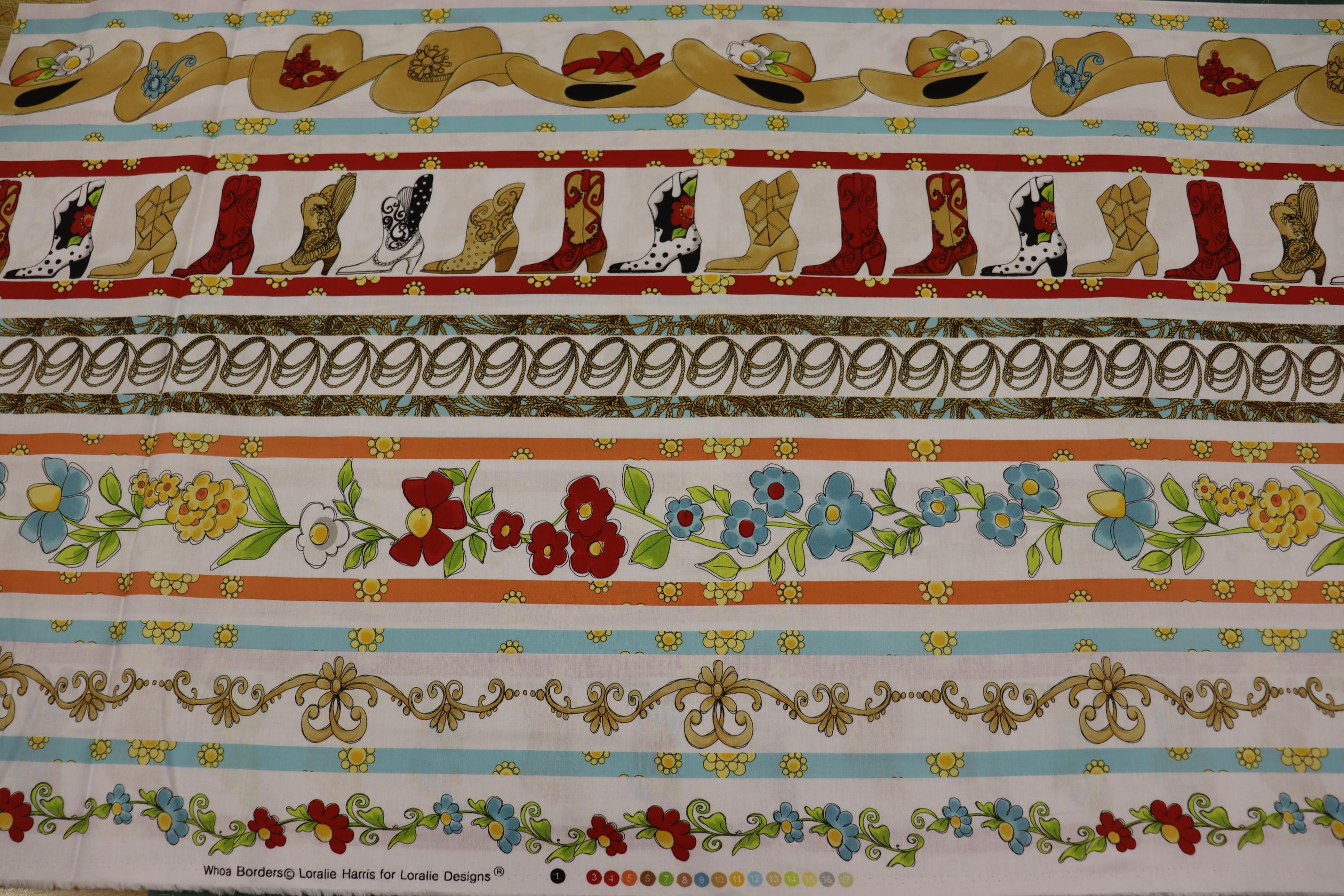 Whoa Girl Borders White Background Quilt Fabric By Loralie Designs