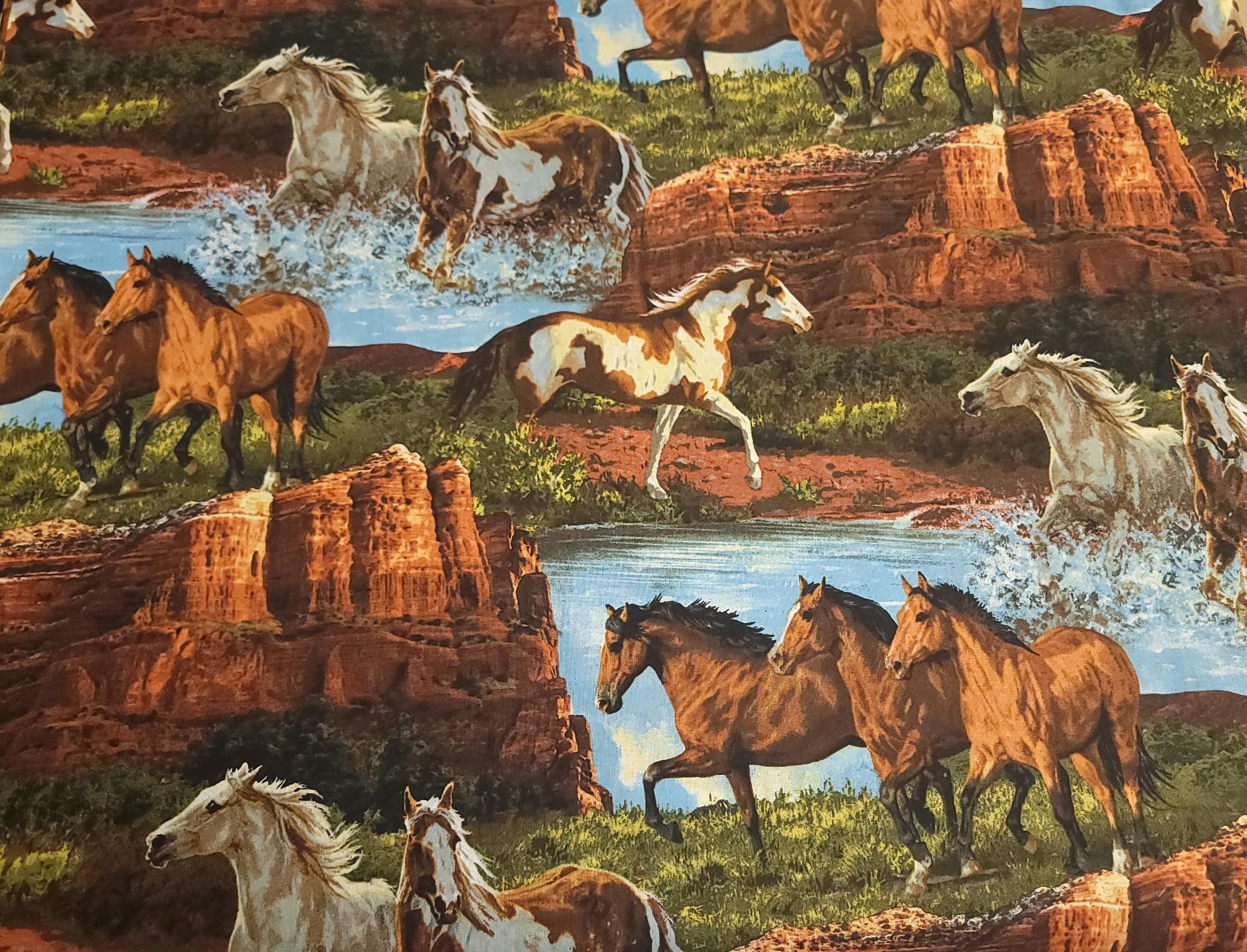 Rivers Edge Horses Scenic Quilt Fabric By Springs Creative