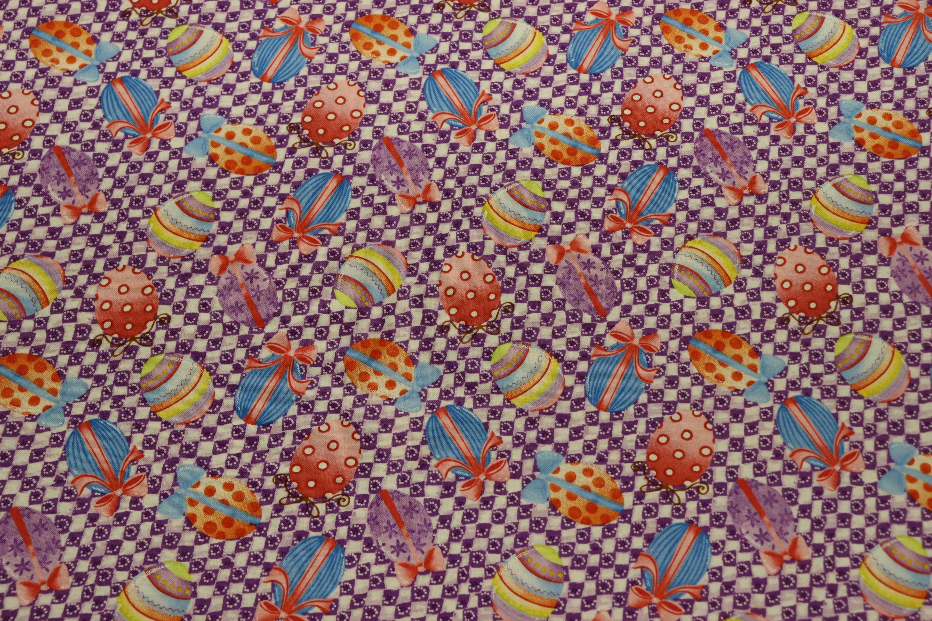 Hallmark Special Occasion Easter Eggs Allover Lavender Quilt Fabric By Westminister Fibers