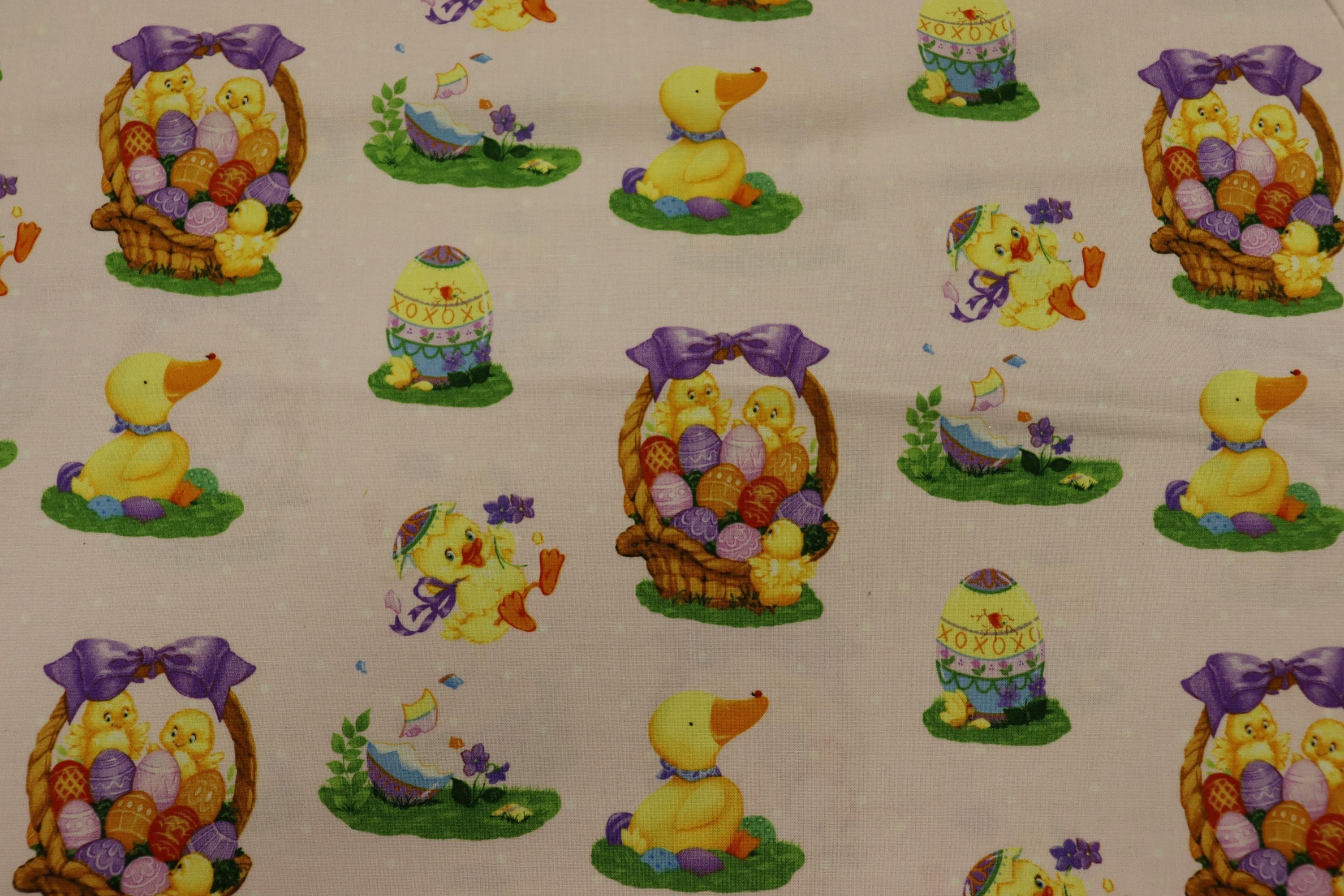Hallmark Special Occasion Easter Ducks and Baskets Pink ~ Westminister Fibers ~ Quilt Fabric