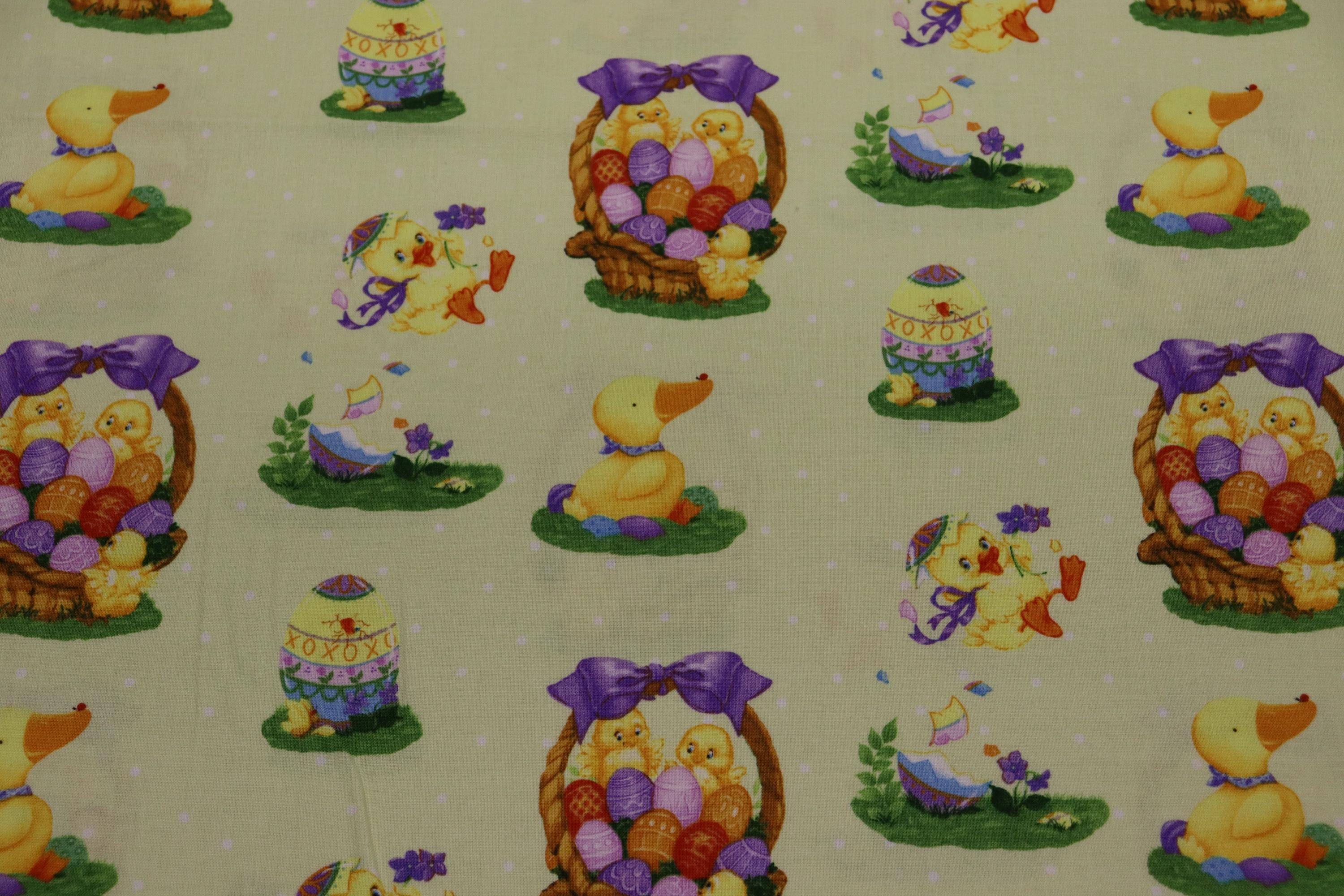 Hallmark Special Occasion Easter Ducks n Eggs Yellow Quilt Fabric By Westminister Fibers