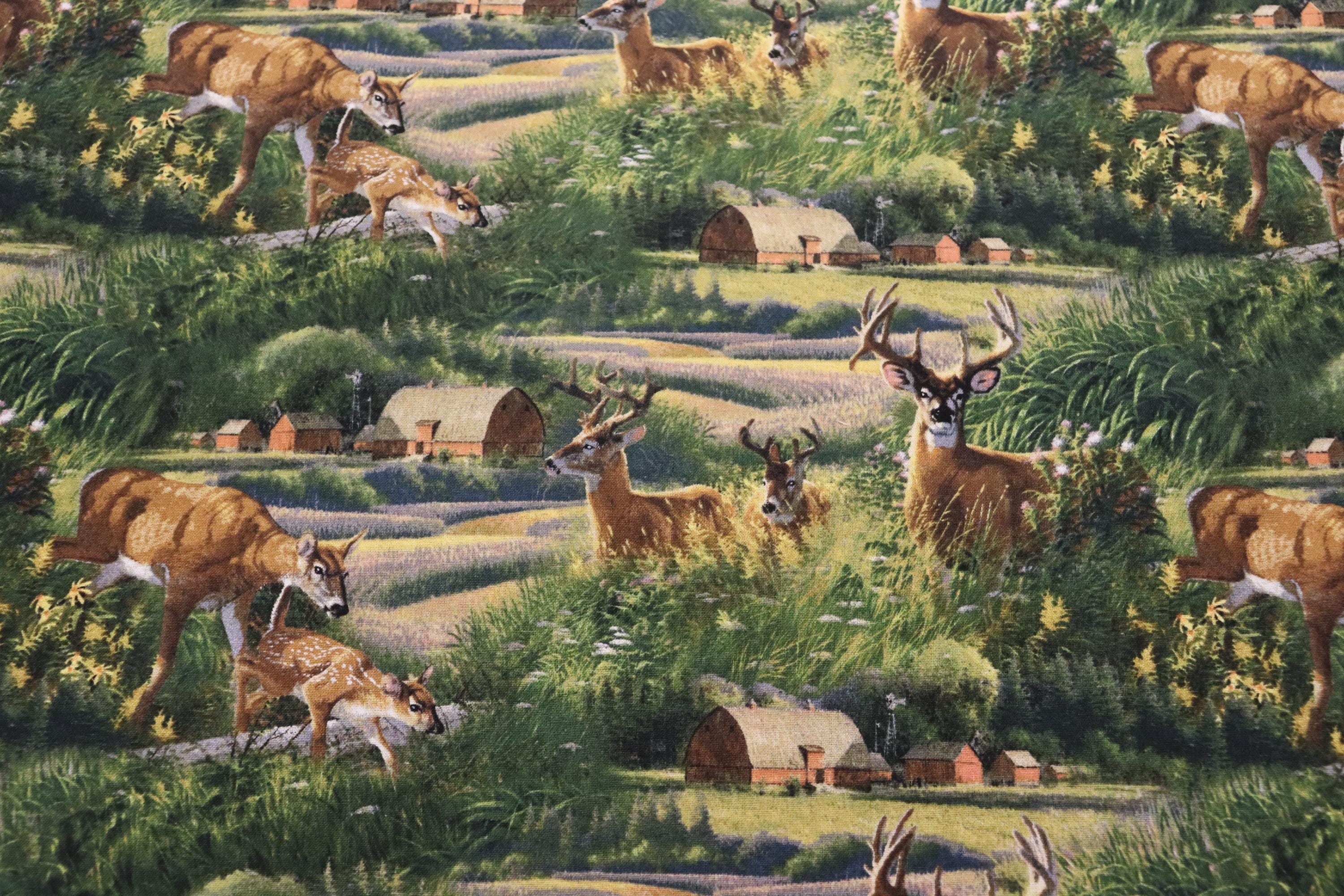 Feast in The Woods Deer Scenic Quilt Fabric By Springs Creative