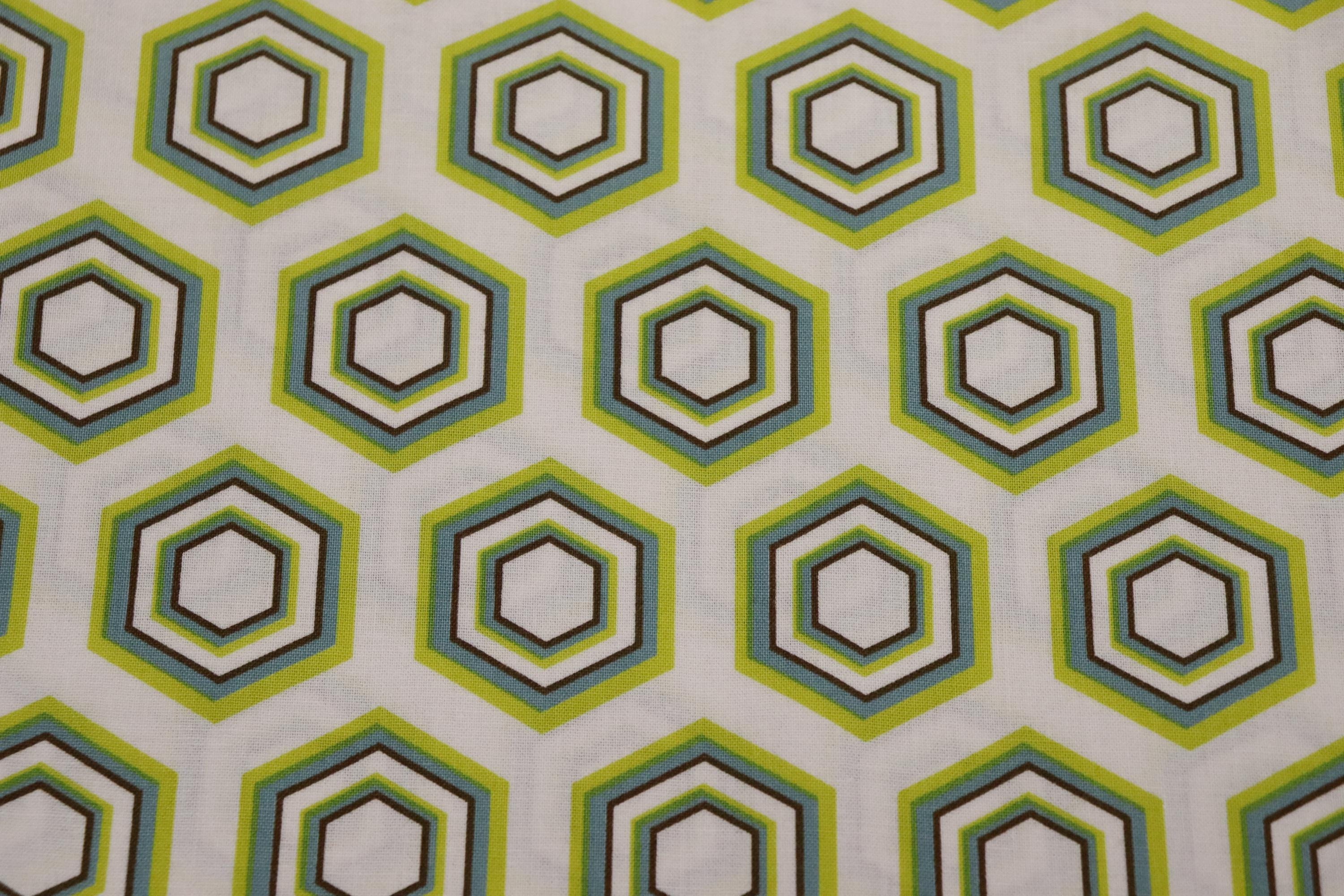 Metro Green and White Hexagons Quilt Fabric By QT Fabrics
