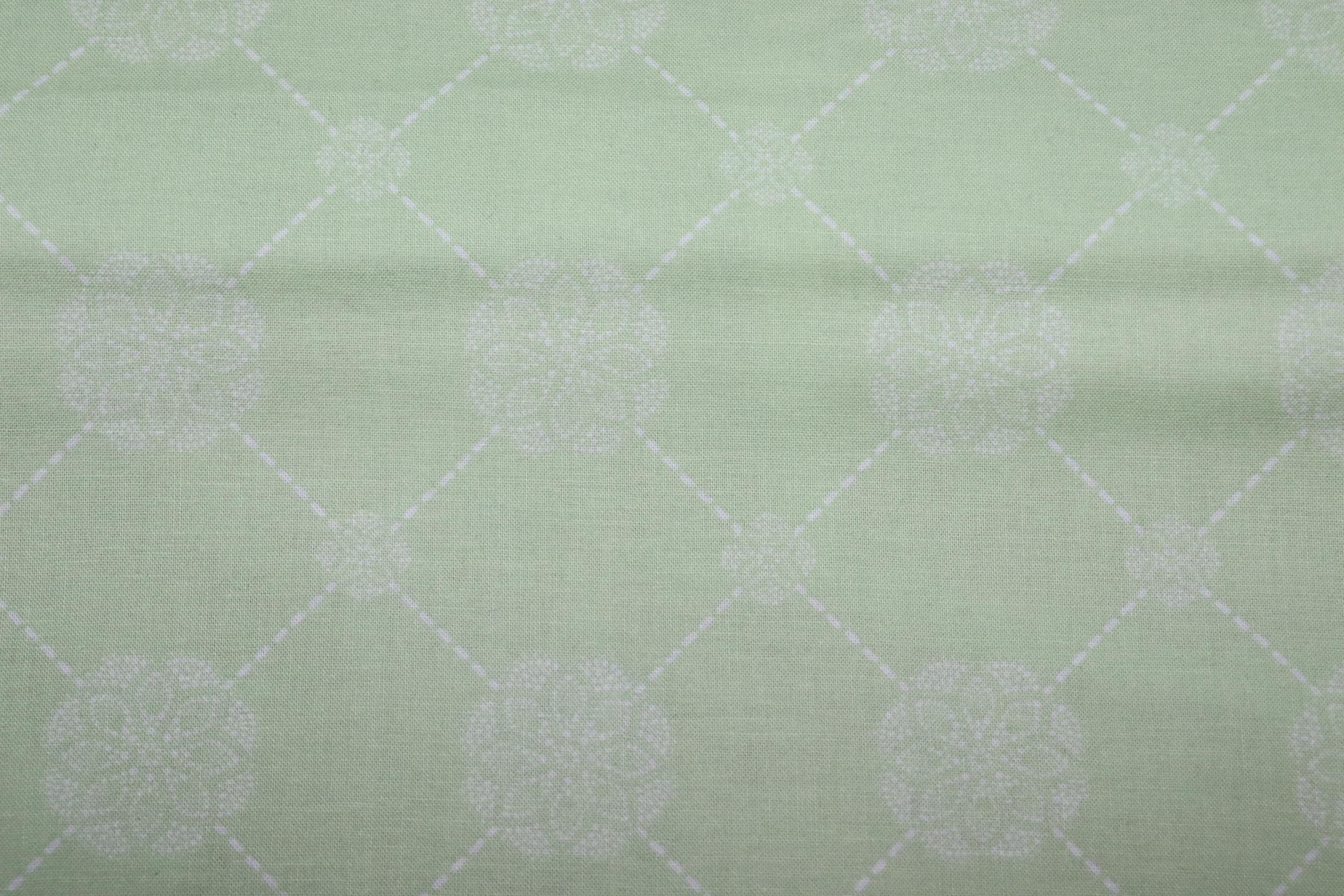 High Tea Light Green White Flowers Quilt Fabric