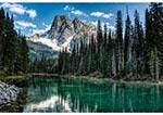 Call of the Wild Dusty Teal Lake and Mountains Quilt Fabric Panel By Hoffman Fabrics