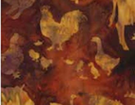 Bali Batik Farm Animals Paprika Quilt Fabric By Hoffman Fabrics