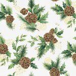 Christmas Splendor Pinecones and Berries Ivory and Gold Quilt Fabric by Hoffman Fabrics
