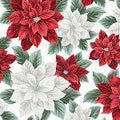 Christmas Splendor Packed Poinsettia Winter Cherry and Silver Quilt Fabric by Hoffman Fabrics