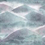 Sea Salt Misty Mountain Range Dewdrop Quilt Fabric By Hoffman Fabrics