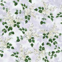 Fly Freely White Lilac Stems Lilac and Silver Quilt Fabric By Hoffman Fabrics