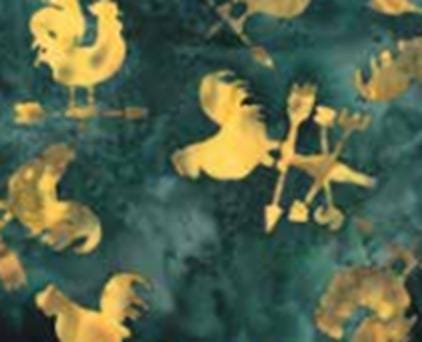 Bali Batik Rooster Juneau Quilt Fabric By Hoffman Fabrics