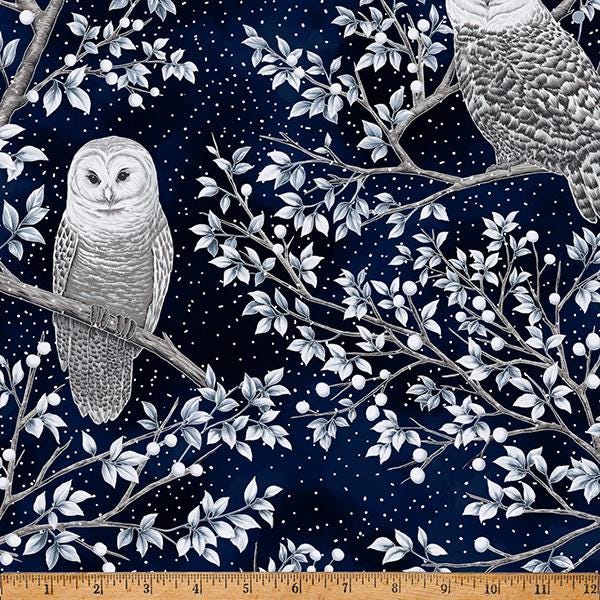 Midnight Perch Midnight/Silver By Hoffman Fabrics