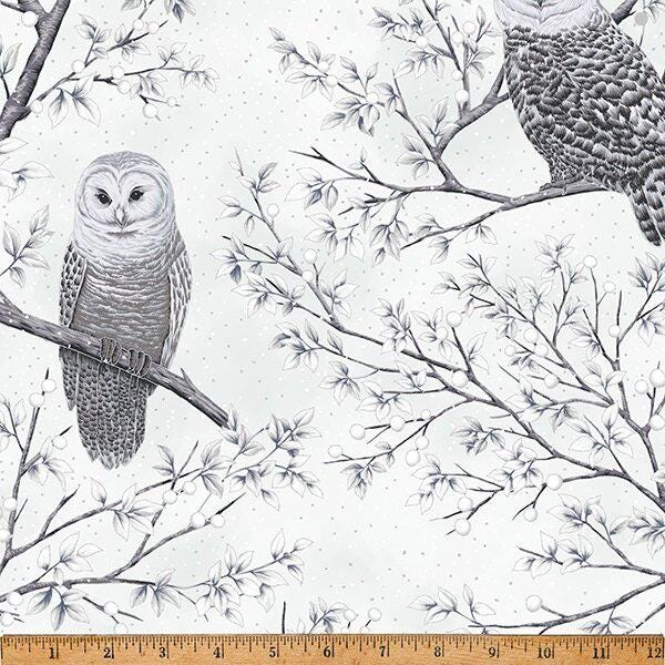 Midnight Perch December/Silver By Hoffman Fabrics