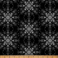 Midnight Perch Onyx/Silver Snowflakes By Hoffman Fabrics