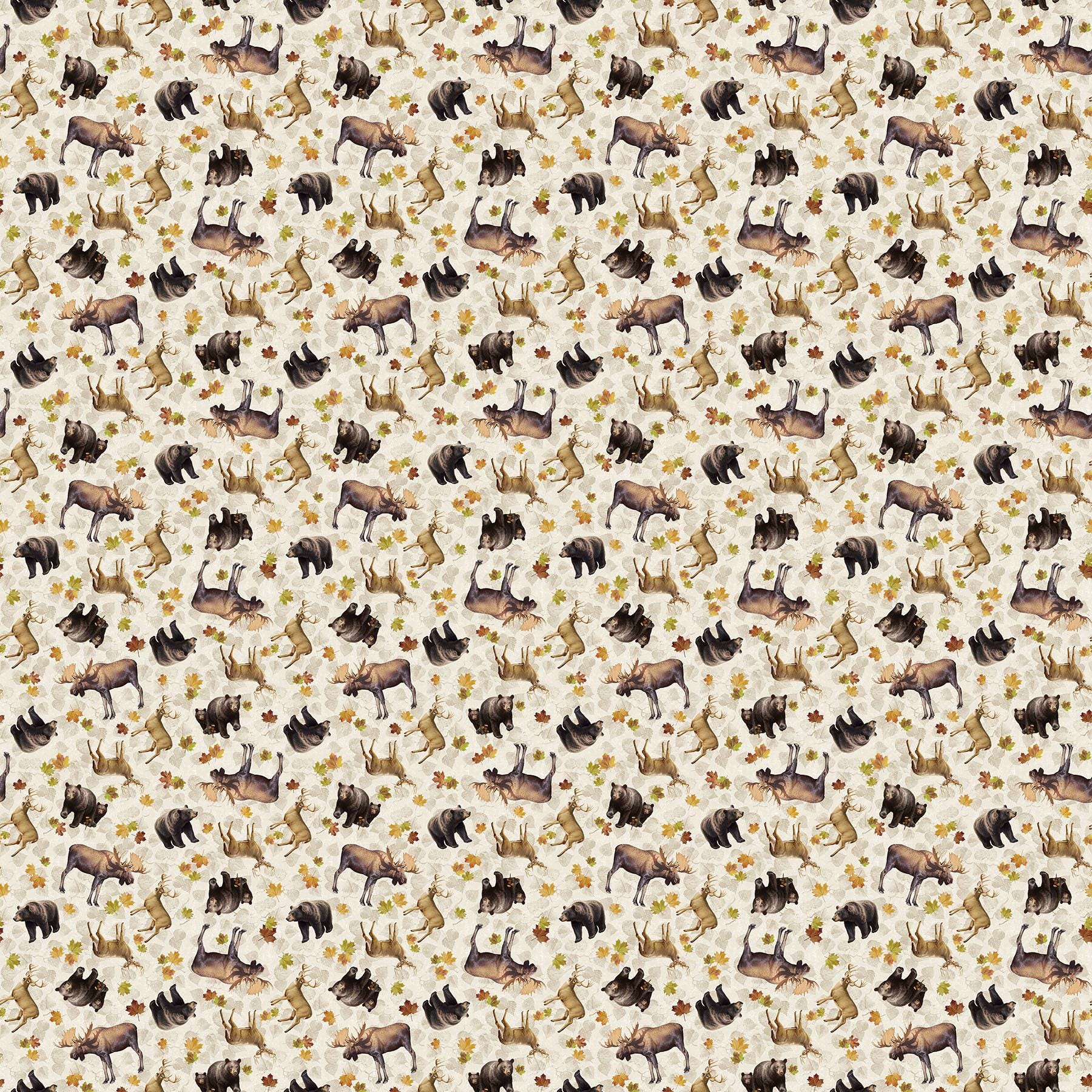 Naturescapes Wilderness Deer, Moose and Bear Allover By Northcott Fabrics