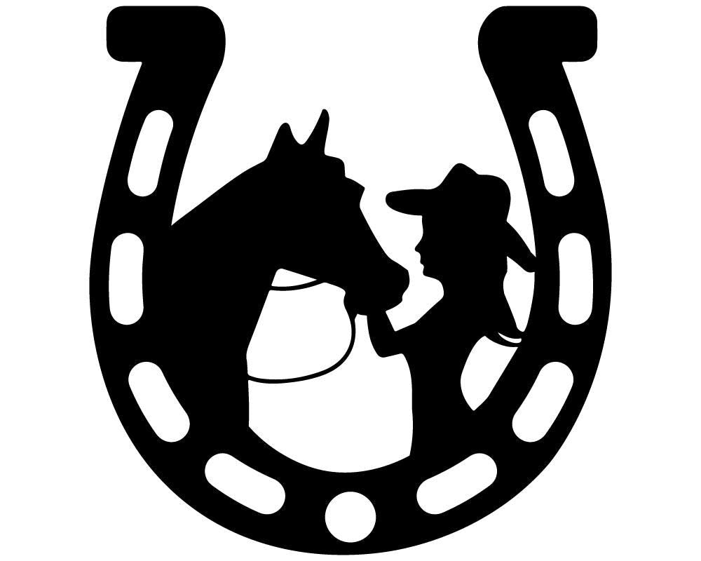Girl and Horse in Horseshoe Vinyl Sticker