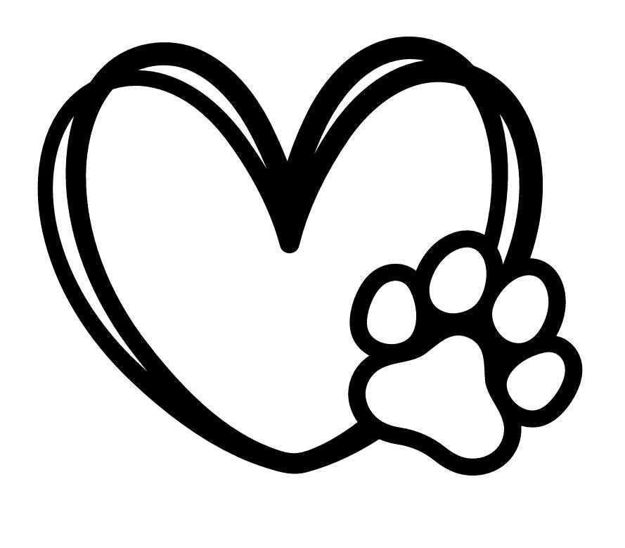 Heart with Paw Print Vinyl Sticker