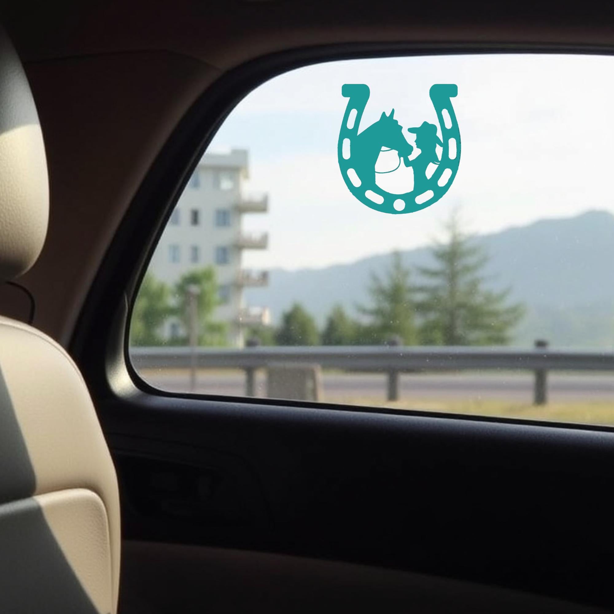 Girl and Horse in Horseshoe Vinyl Sticker