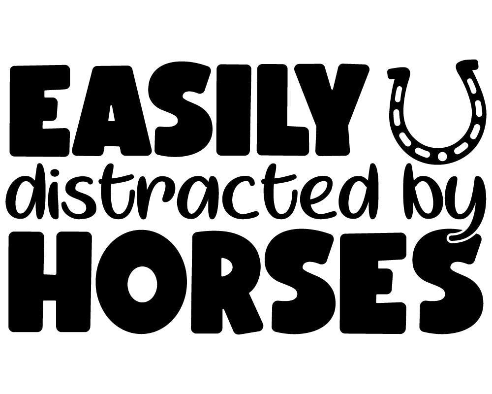 Easily Distracted by Horses Vinyl Sticker