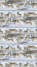 Naturscapes Wild At Heart Border Stripe Wolf Quilt Fabric by Northcott Fabric