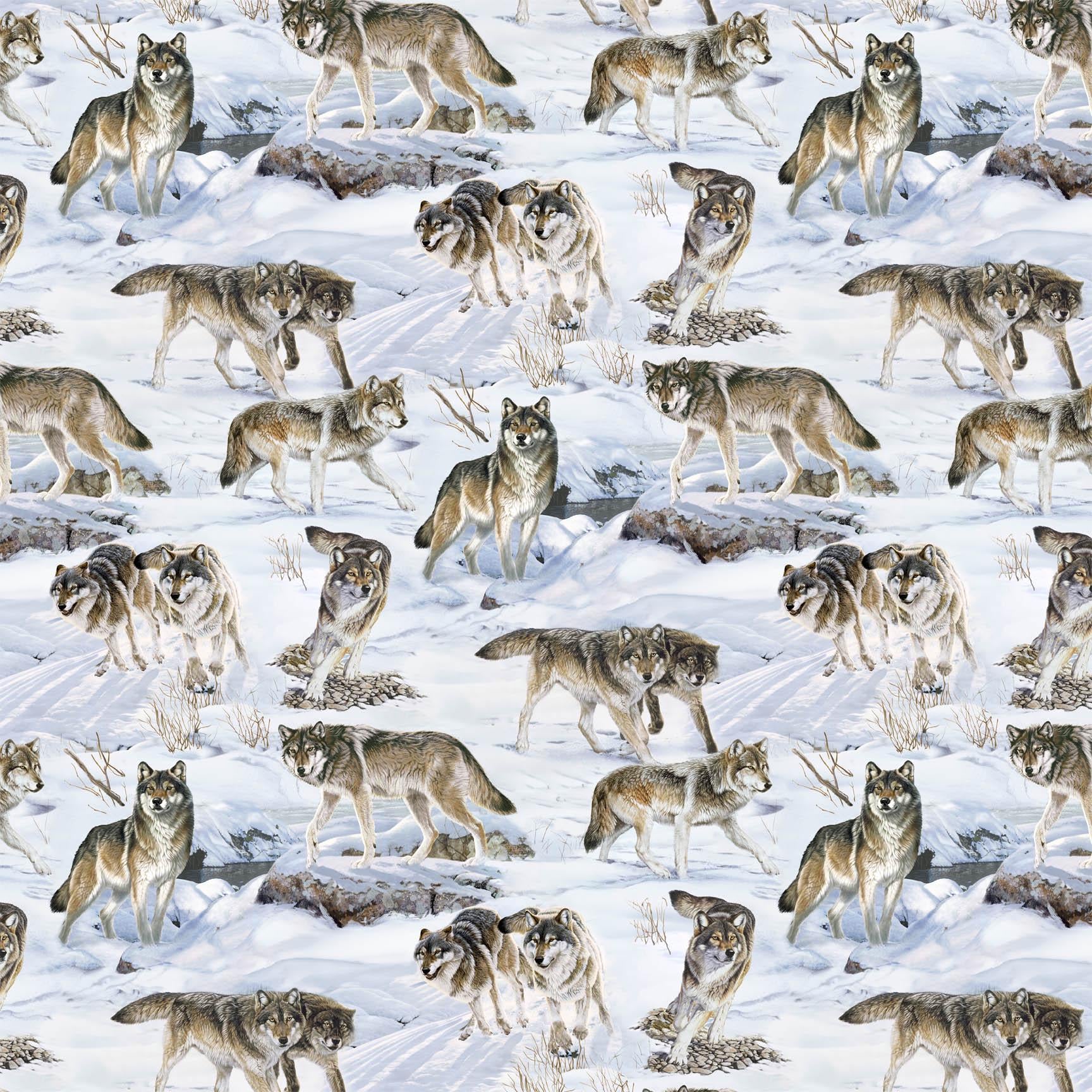 Naturscapes Wild At Heart Wolves Allover Quilt Fabric by Northcott Fabric