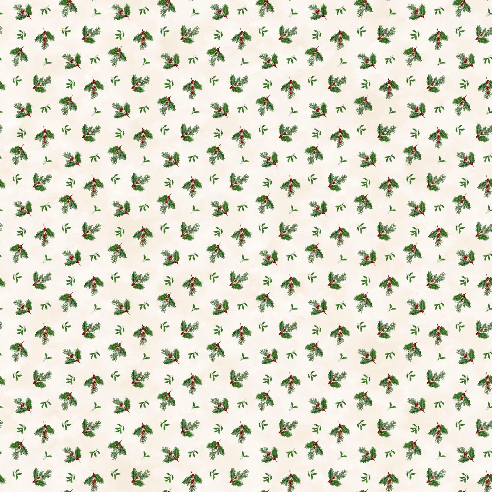 Highland Heart Holly Toss Cream Quilt Fabric by Northcott Fabrics