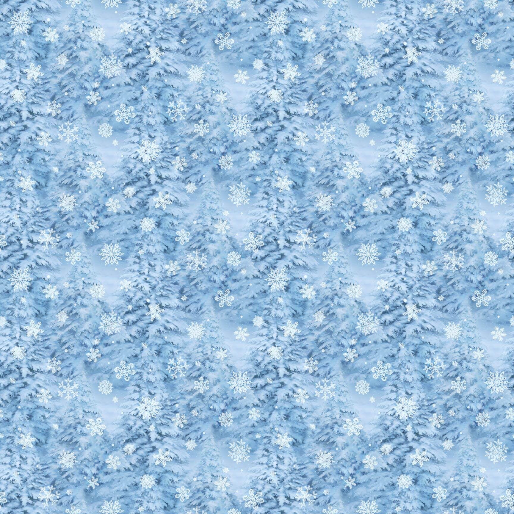 St. Nicholas Snowy Trees Quilt Fabric By Northcott Fabrics
