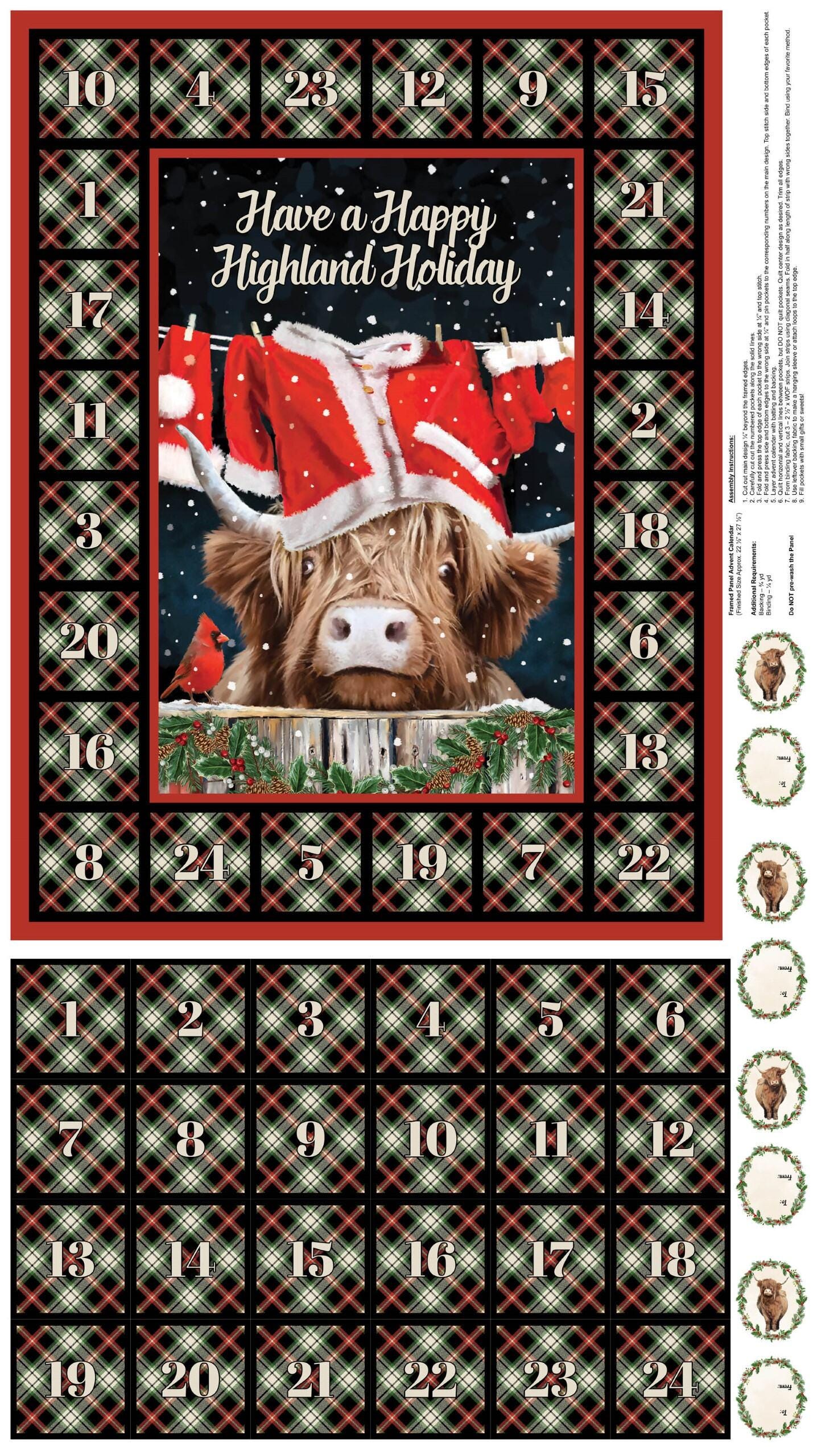 Highland Heart Advent Calendar Fabric Panel By Northcott Fabrics
