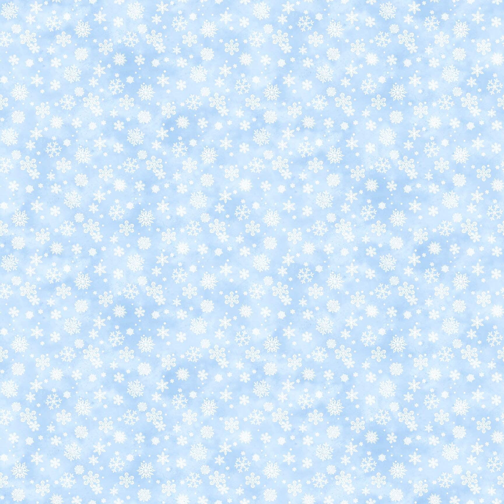St. Nicholas Light Blue Snowflakes Quilt Fabric By Northcott Fabrics