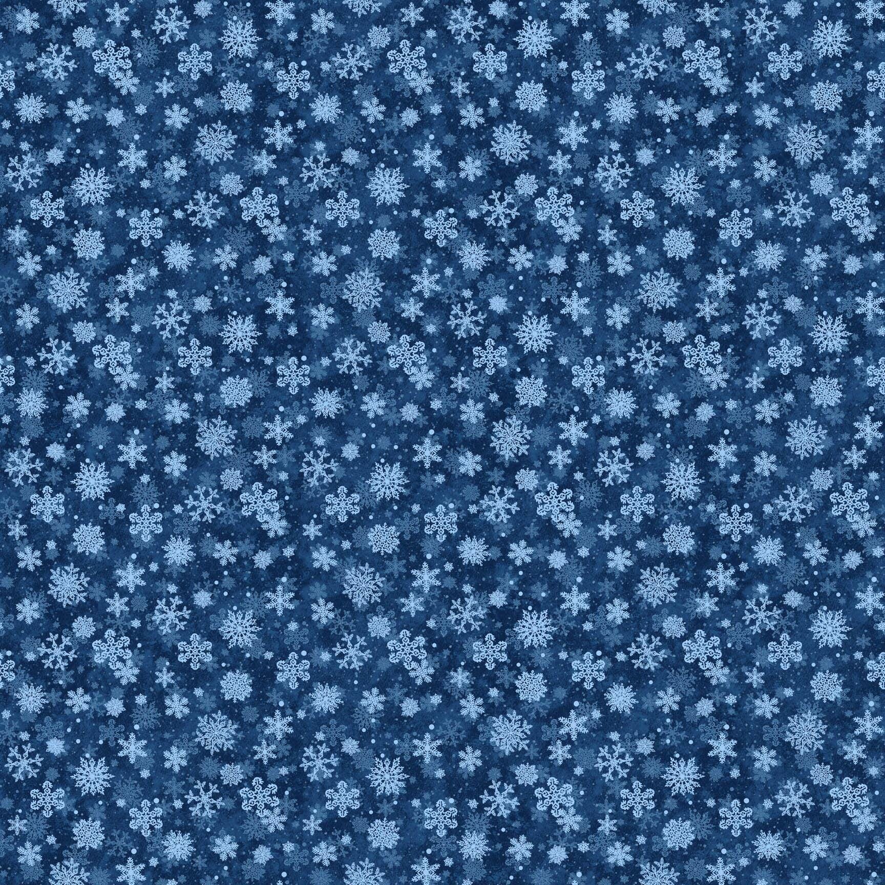 St. Nicholas Blue Snowflakes Quilt Fabric By Northcott Fabrics