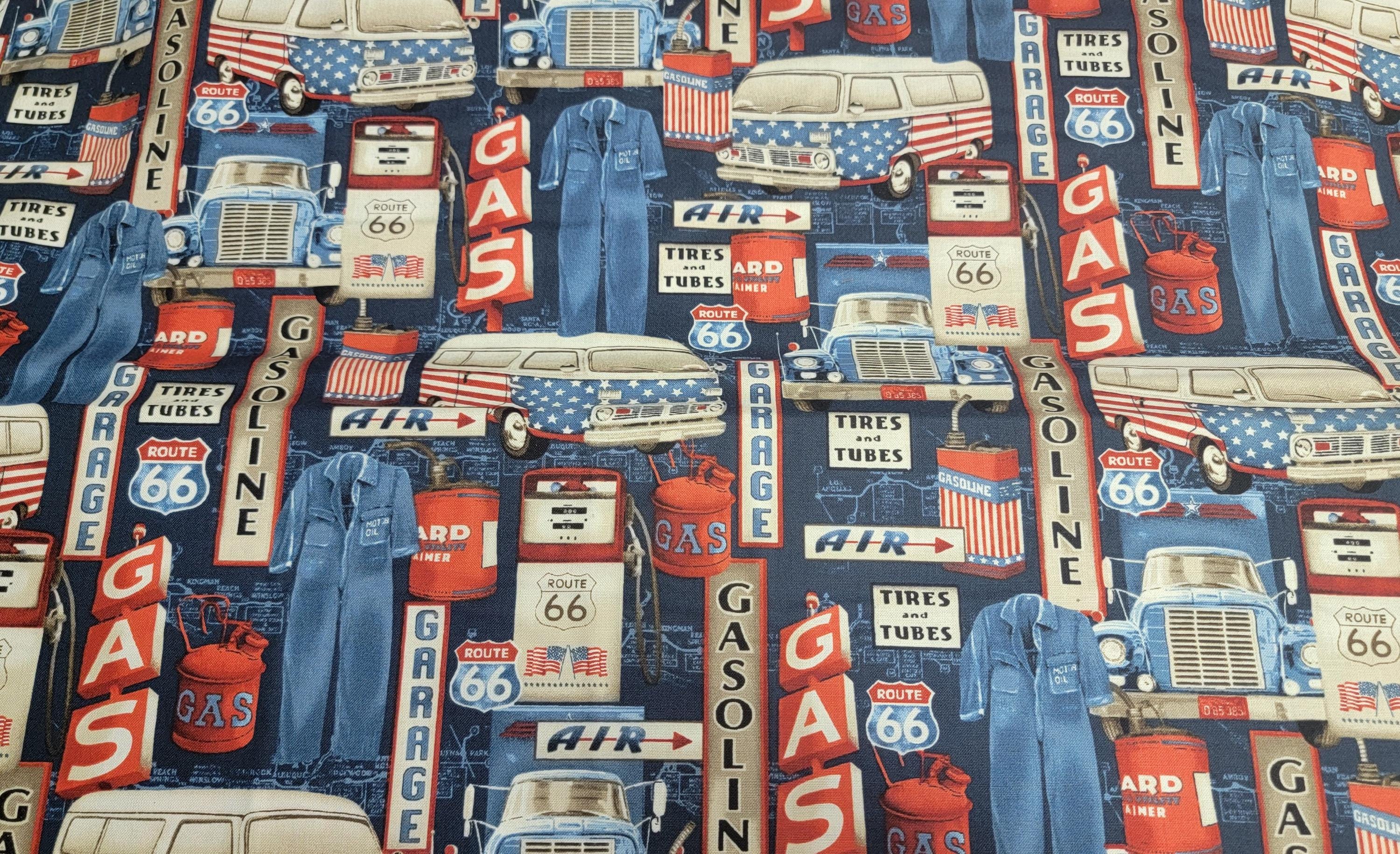 All American Road Trip Route 66 Service Signs Quilt Fabric By Studio E Fabrics