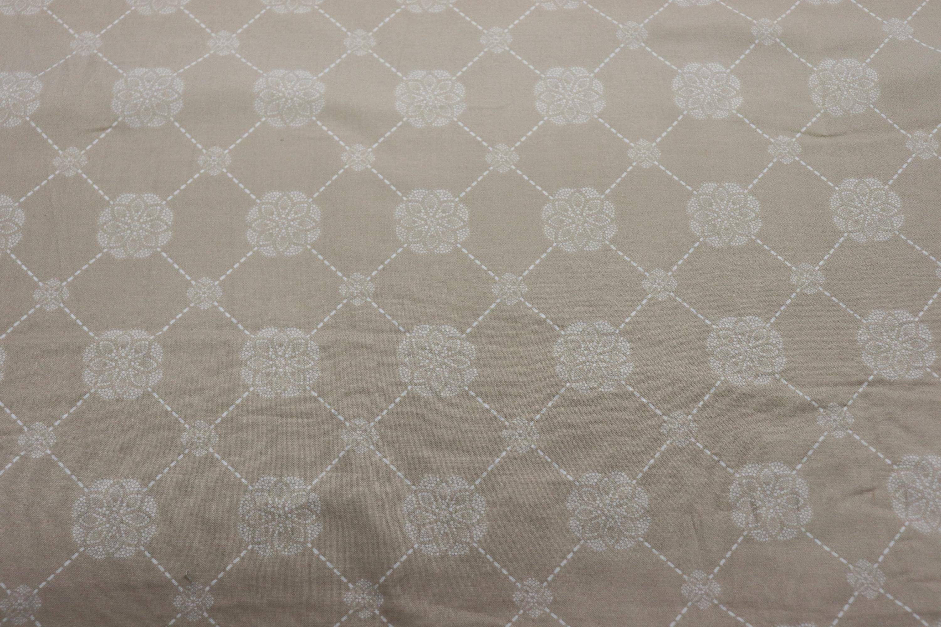 Tan with White Flowers Quilt Fabric By Liecen