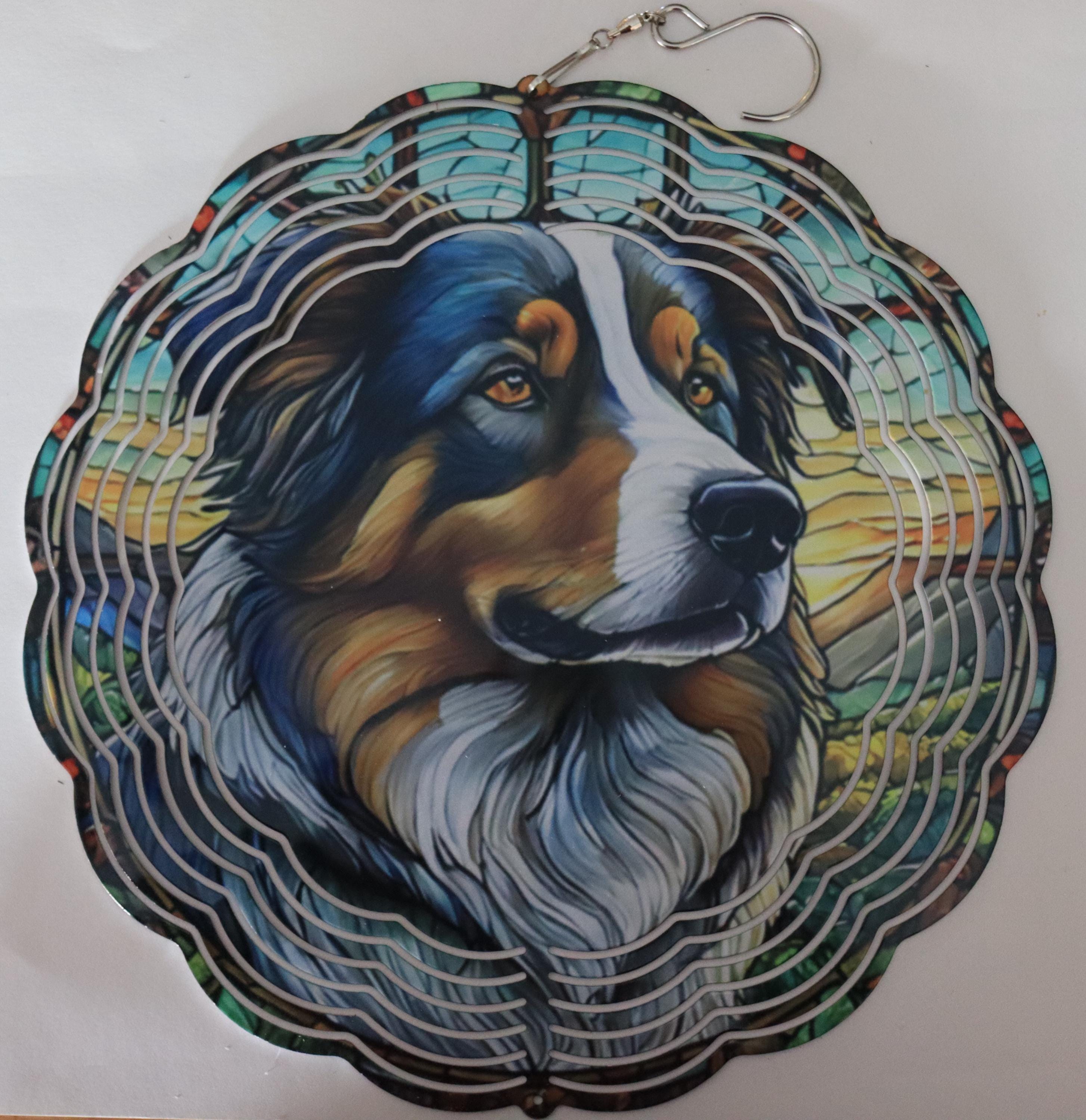 Aussie Stained Glass Coloring Wind Spinner: Bright Aluminum, 10"