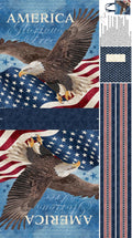 Stars and Stripes Stonehenge American Eagle & Flag Canvas Bag Panel By Northcott Fabrics