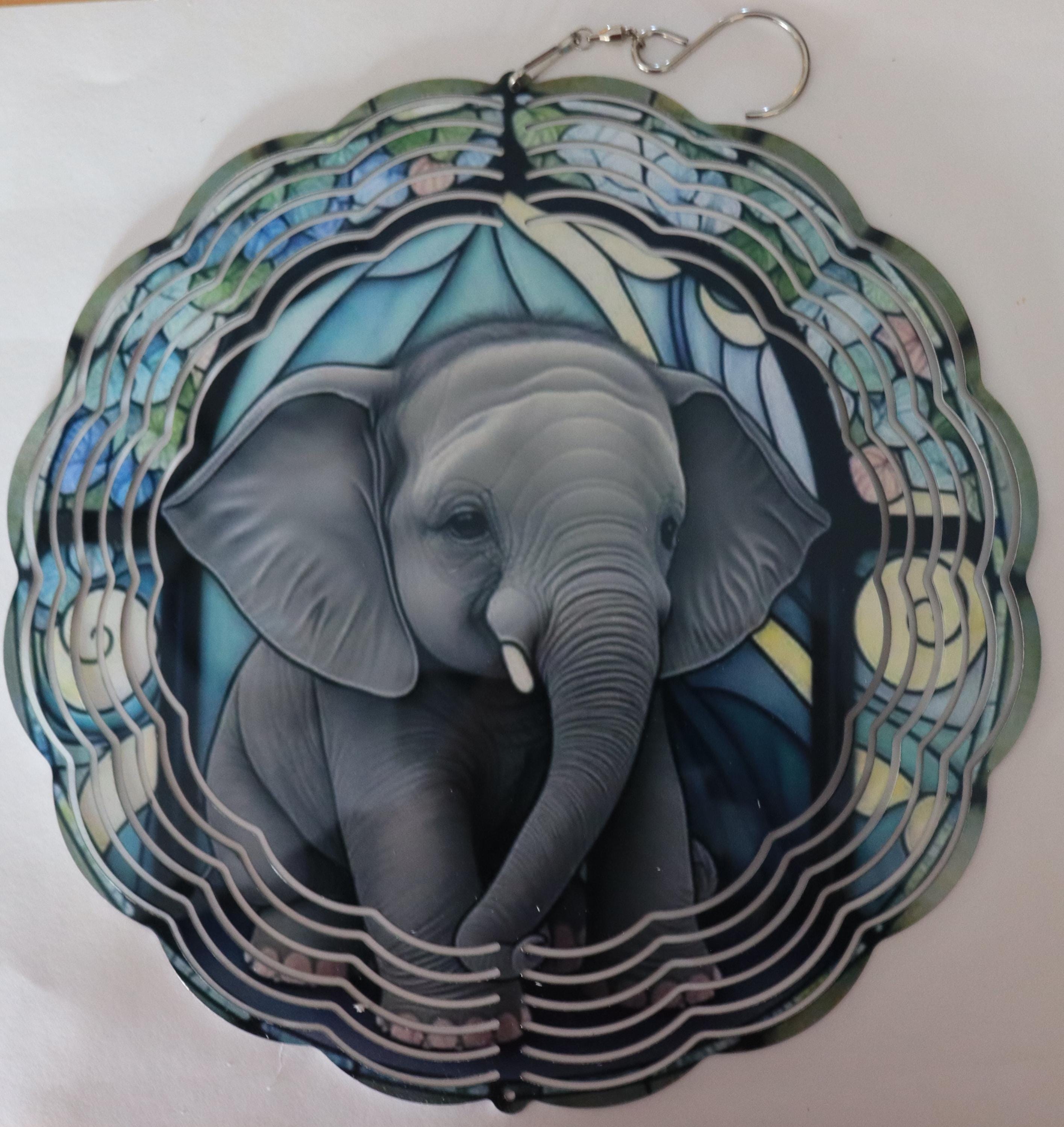 Baby Elephant Wind Spinner: Bright Aluminum, 10"