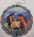 Bright Two Horses Stained Glass Style Wind Spinner - 10"