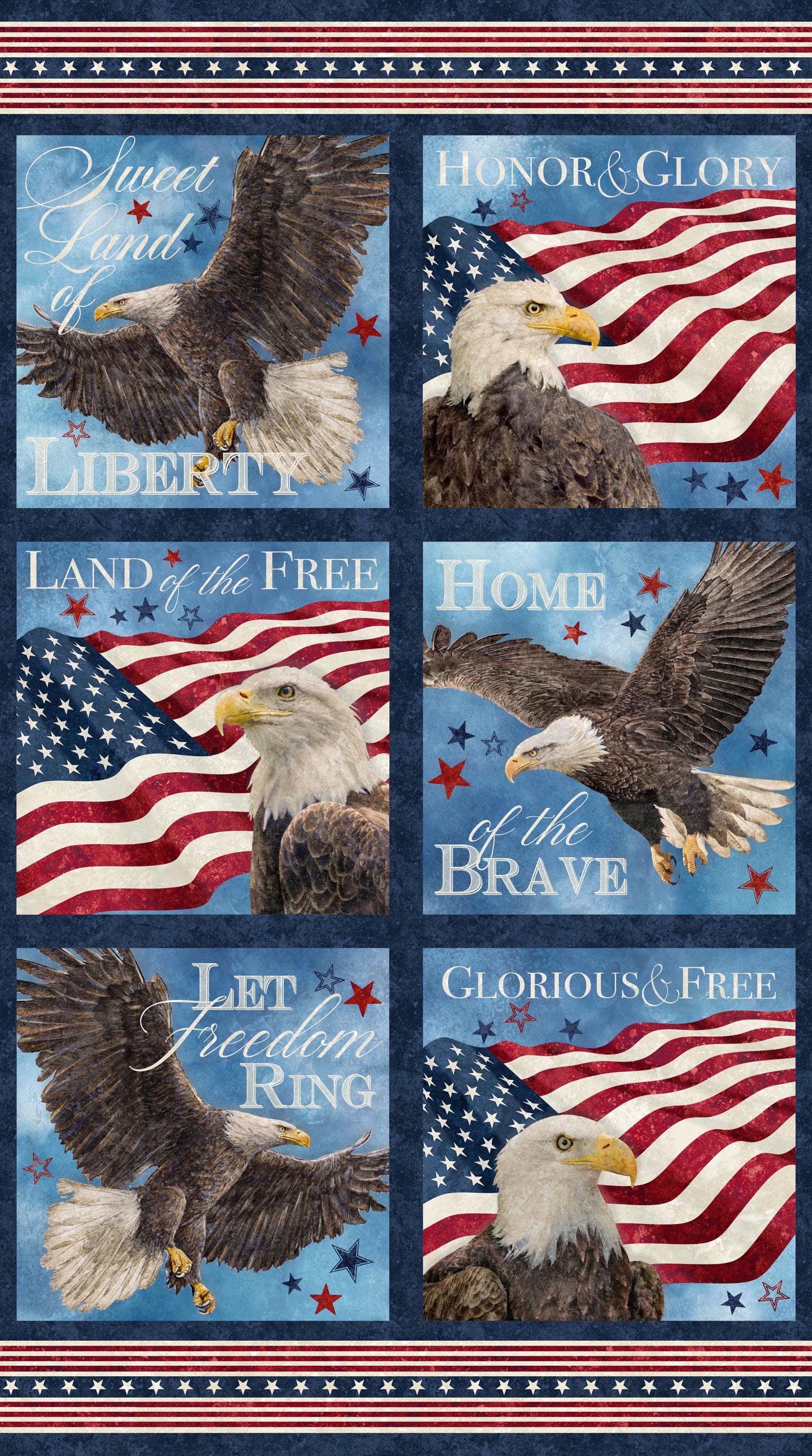 Stars and Stripes Stonehenge American Eagle & Flag Quilt Fabric By Northcott Fabrics