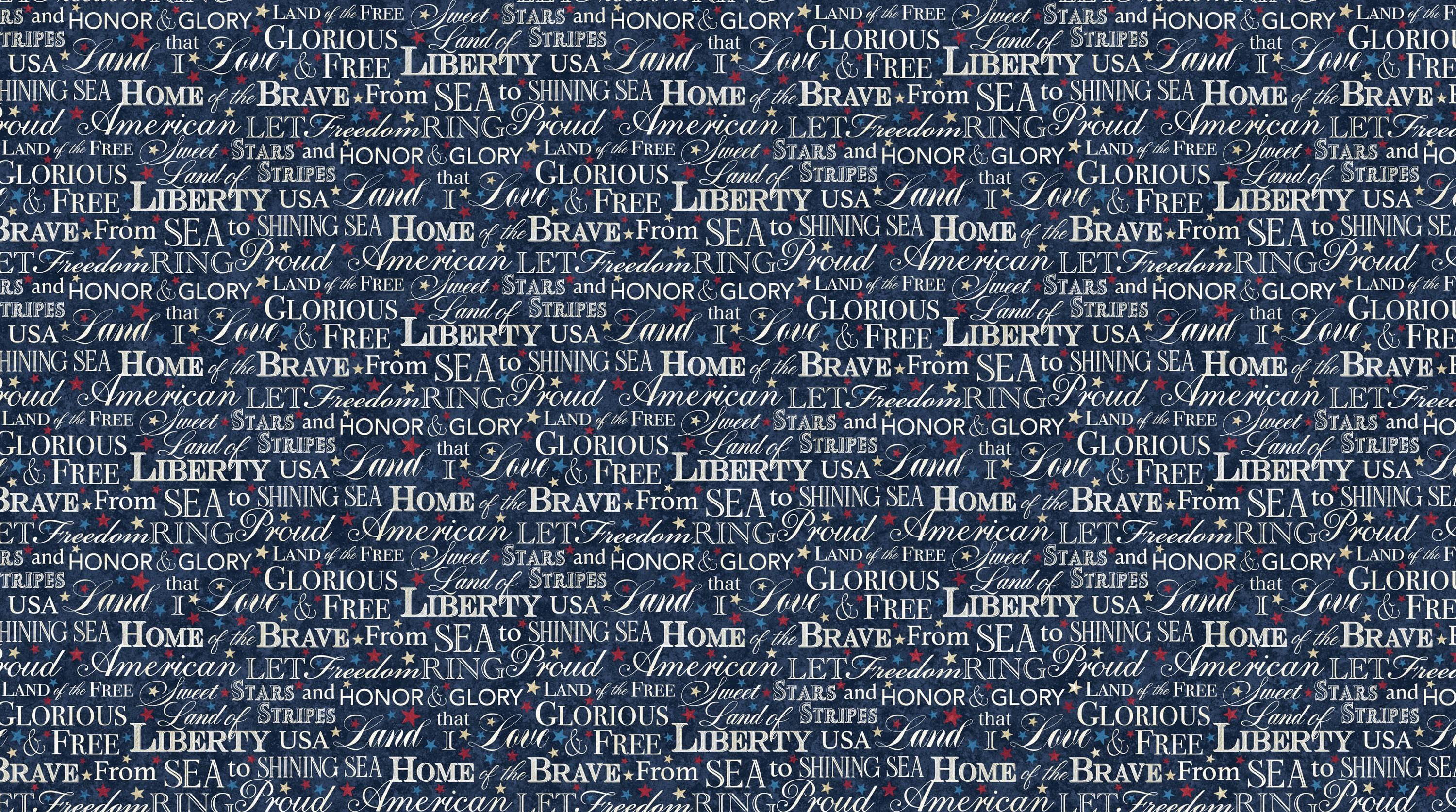 Stars and Stripes Stonehenge Navy with Words Quilt Fabric By Northcott Fabrics