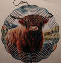 Highland Cow #2 Wind Spinner: Bright Aluminum, 10"