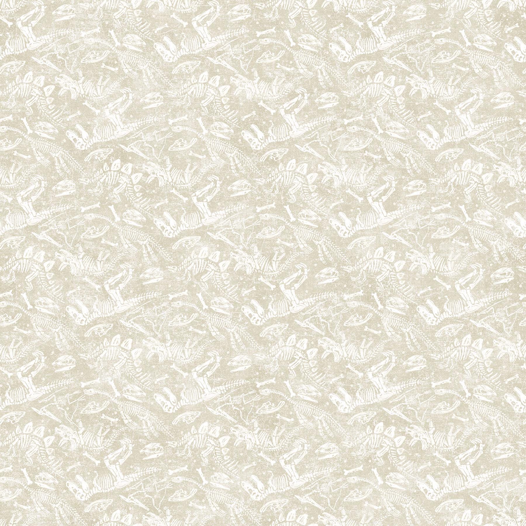 Dino Roar Dinosaur Fossils Cream Quilt Fabric by Northcott Fabrics