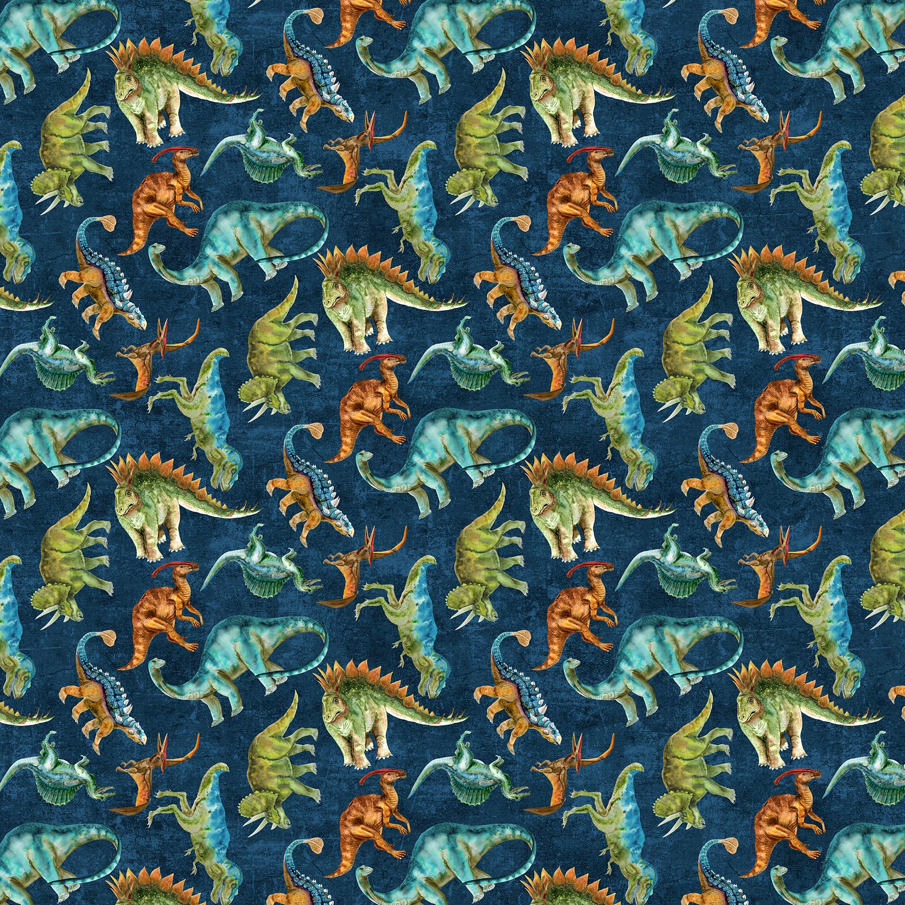 Dino Roar Dinosaur Pictures Quilt Fabric by Northcott Fabrics